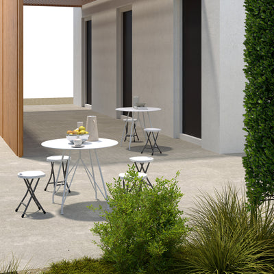 Outsunny Set of Four Folding Carry Stools - White 
