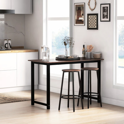 HOMCOM Bar Stools, Set of 2 Kitchen Breakfast Stools with Sturdy Steel Frame, Industrial Tall Bar Chairs, 65cm High Seat, Rustic Brown 