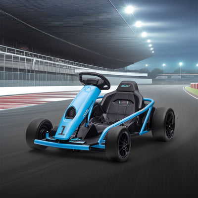 HOMCOM 24V Drift Kart, Electric Ride-On Racing Go Kart w/ 2 Speeds, Steering Wheel, Pedals for Kids Aged 8-12, Blue 