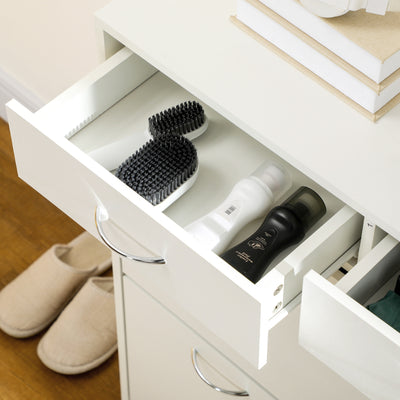 HOMCOM Narrow Shoe Storage with 2 Flip Drawers and Adjustable Shelves Shoe Cabinet Organizer for 12 Pairs of Shoes, White 