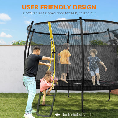 SPORTNOW 8ft Trampoline with Enclosure Net and Spring Cover, Outdoor Trampoline Garden Jumping Mat, Black 