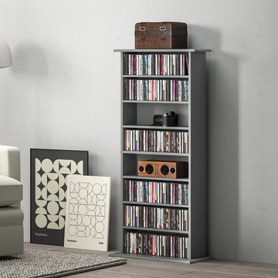 HOMCOM 360 CD/185 DVD/185 Blu-ray Storage Unit - Grey 