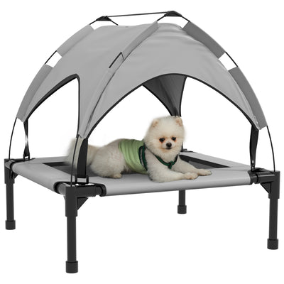 PawHut Cooling Raised Pet Bed w/ Washable Breathable Mesh, for Small Medium Dogs, 76 x 61 x 69.5cm - Light Grey 