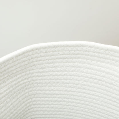 HOMCOM 36L Cotton Rope Laundry Basket, with Handles - Cream White