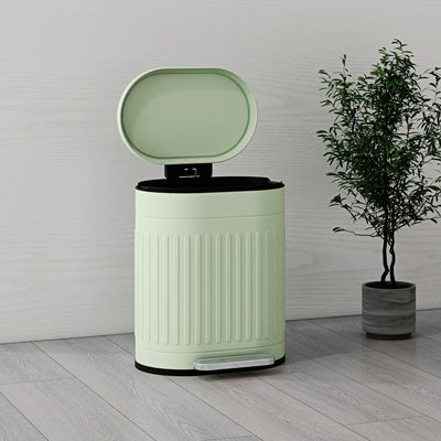 HOMCOM 20L Metal Kitchen Bin, with Soft-Close Lid - Light Green 
