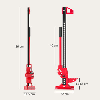 HOMCOM 3 Tonne Farm Jack, 33" High Lift Jack for 4x4 Tractors Trucks Agricultural Lifting, Red 