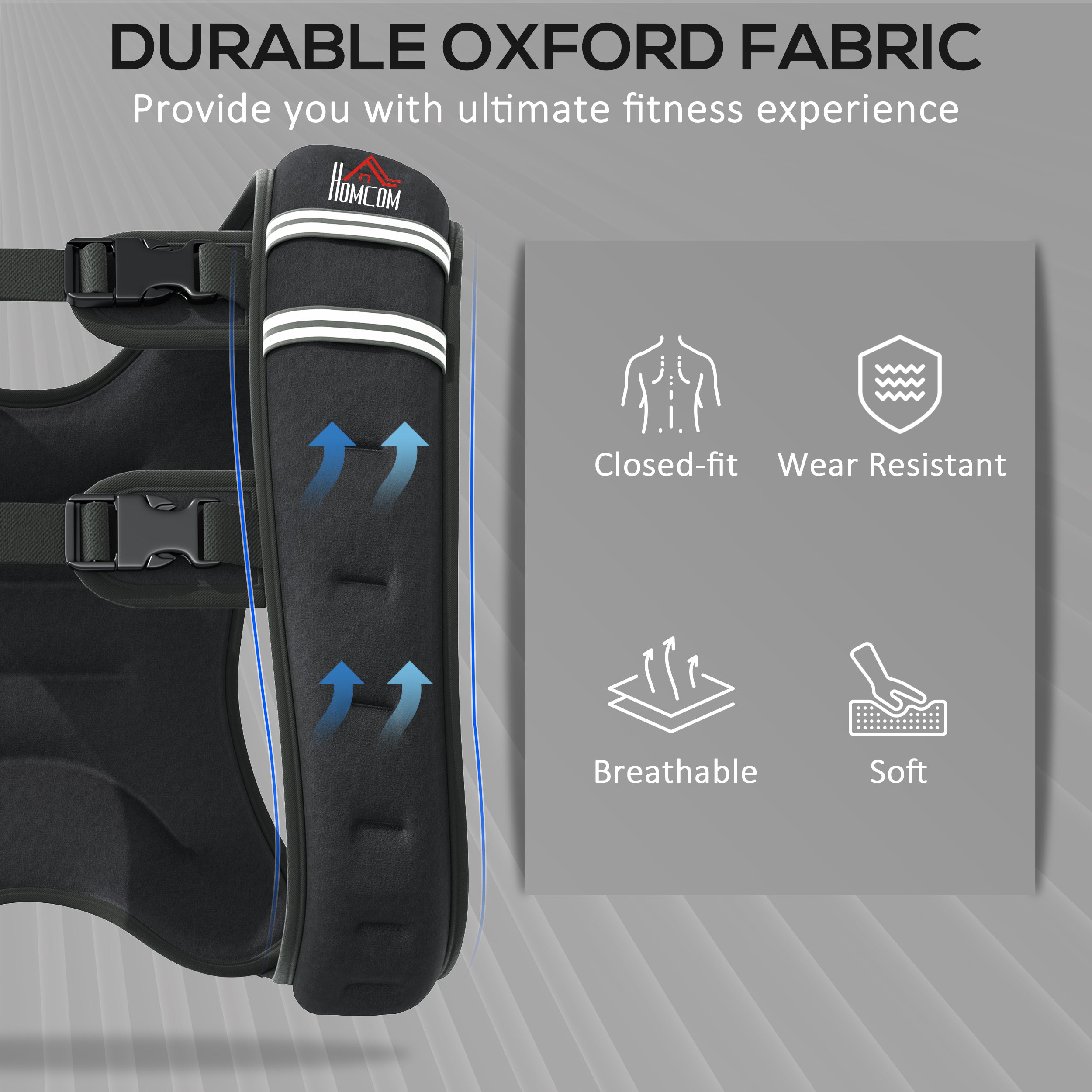 HOMCOM 8KG Weighted Vest, Running Weight Vest with Adjustable Strap, Convenient Pocket and Reflective Strips for Men and Women 