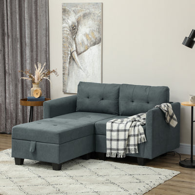 HOMCOM 'L' Shape Modular Storage Sofa - Dark Grey 