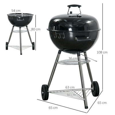 Outsunny Portable Kettle Charcoal Grill - Black 