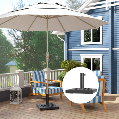 Outsunny Garden Parasol Base, 15kg HDPE Outdoor Umbrella Stand Parasol Stand with Cut-Out Design, Sun Umbrella Base for Deck Poolside, Black 