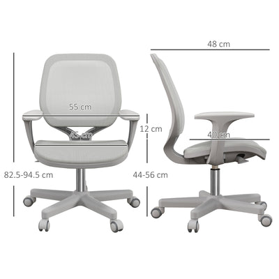 Vinsetto Office Chair, Breathable Mesh Swivel Desk Chair with Adjustable Height and  360° Swivel Security Wheels for Home Office, Study, Grey 