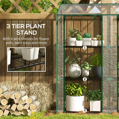 Outsunny 46 x 143cm Mini Lean-To Greenhouse, with Three Inner Shelves 