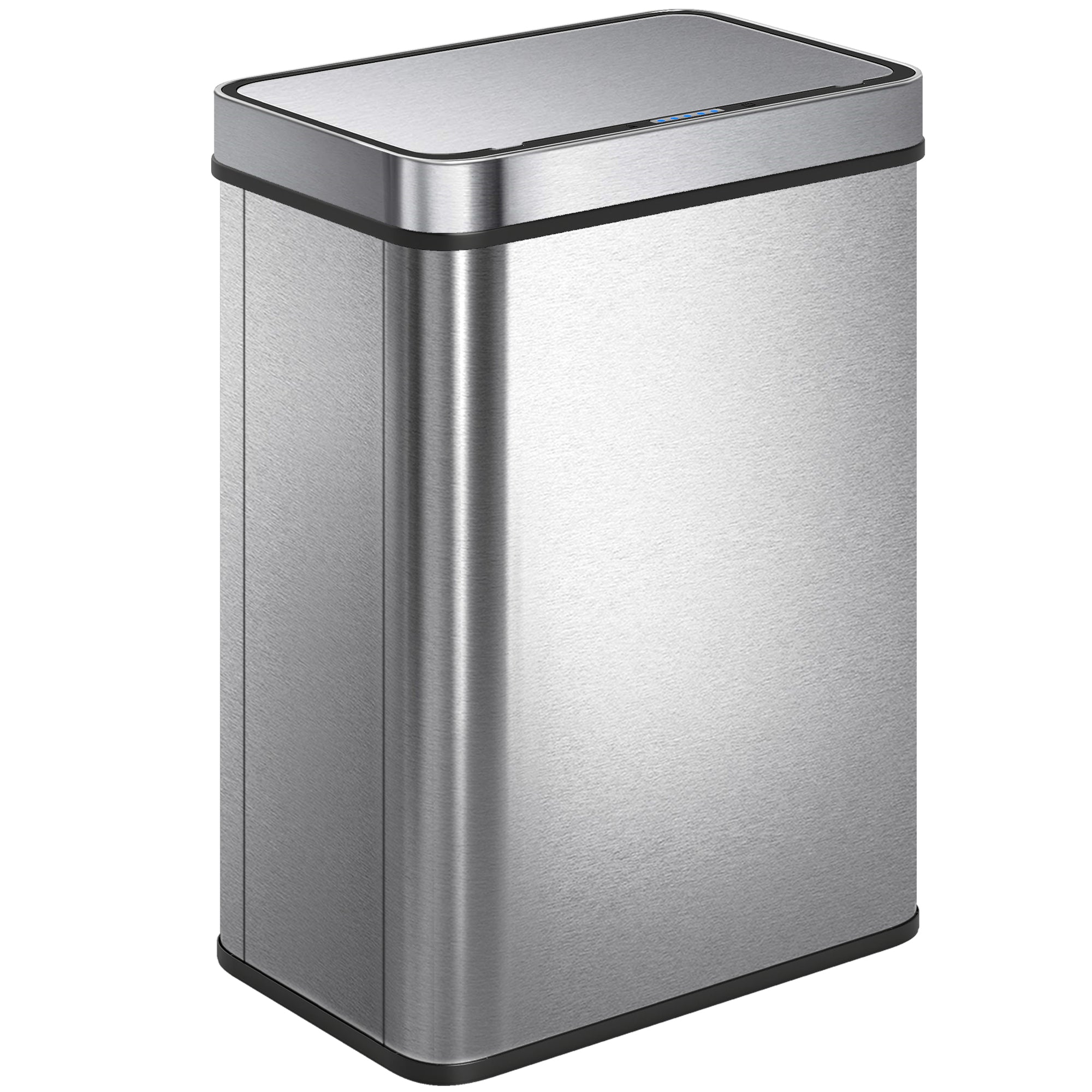 HOMCOM 50 L Sensor Can,  Sensor Bin with Soft-Close Lid, Fingerprint-Proof Stainless Steel, Silver Tone 