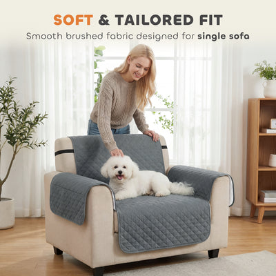 PawHut Waterproof Sofa Cover, Soft Couch Cover for Dogs Cats Pets, Non Slip Sofa Slipcoevr with Elastic Straps 