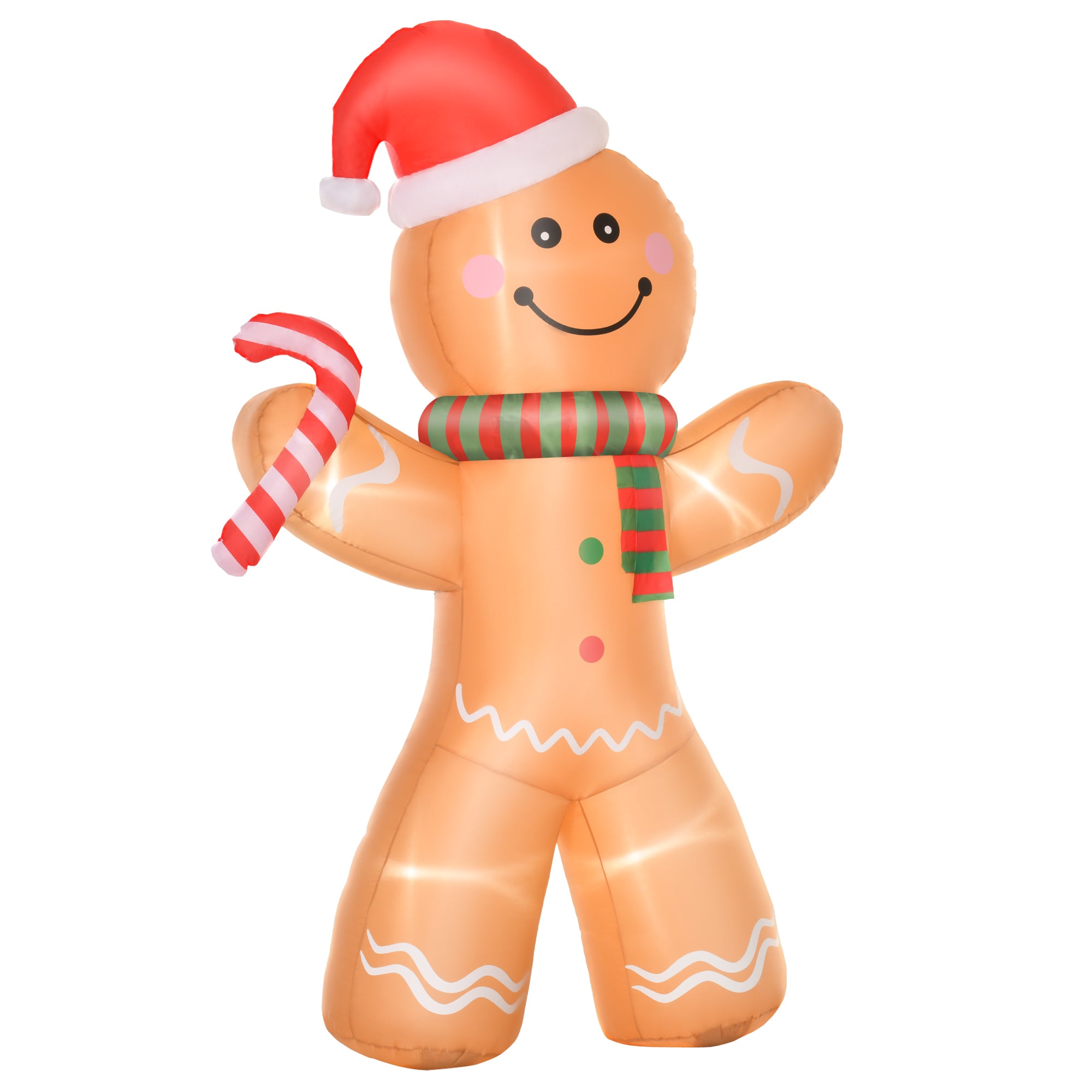 HOMCOM 8ft Christmas Inflatable Gingerbread Man, Lighted Blow Up Yard Decor Indoor Outdoor Garden Lawn Party Prop 