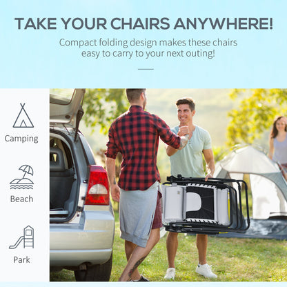 Outsunny Zero Gravity Lounger Chair Set of 2, Folding Reclining Patio Chair with Padded Seat, Cup Holder, Soft Cushion and Headrest for Poolside, Camping, Grey 