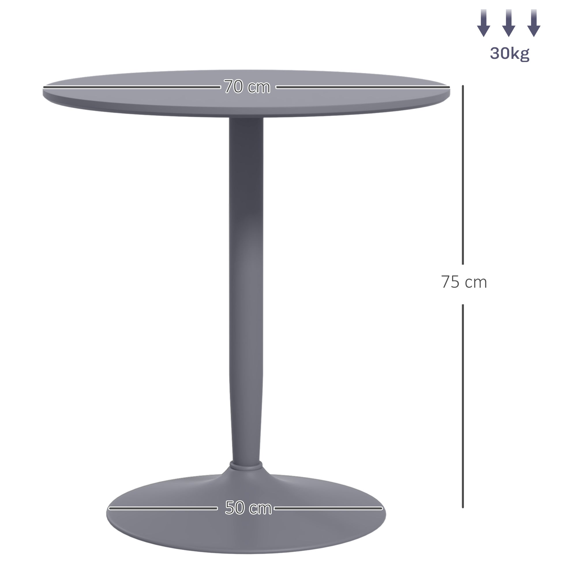 HOMCOM 75H x \'ce\'a670cm Two-Person Minimalistic Dining Table - Grey