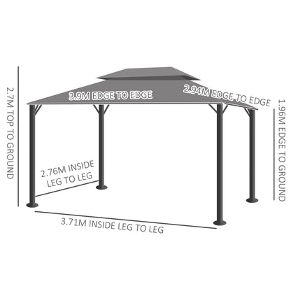 Outsunny 3 x 4m Aluminium Garden\'c2\'a0Gazebo, Marquee Canopy Shelter Pavilion Party Tent with Nets and Curtains for Garden and Deck, Light Grey 