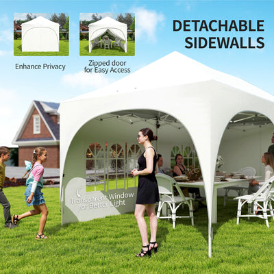 Outsunny 3 x 6m Pop Up Gazebo Shelter with Sides, 6 Sandbags, Peak Top Garden Party Tent Marquee with Carry Bag, Light Grey/White 