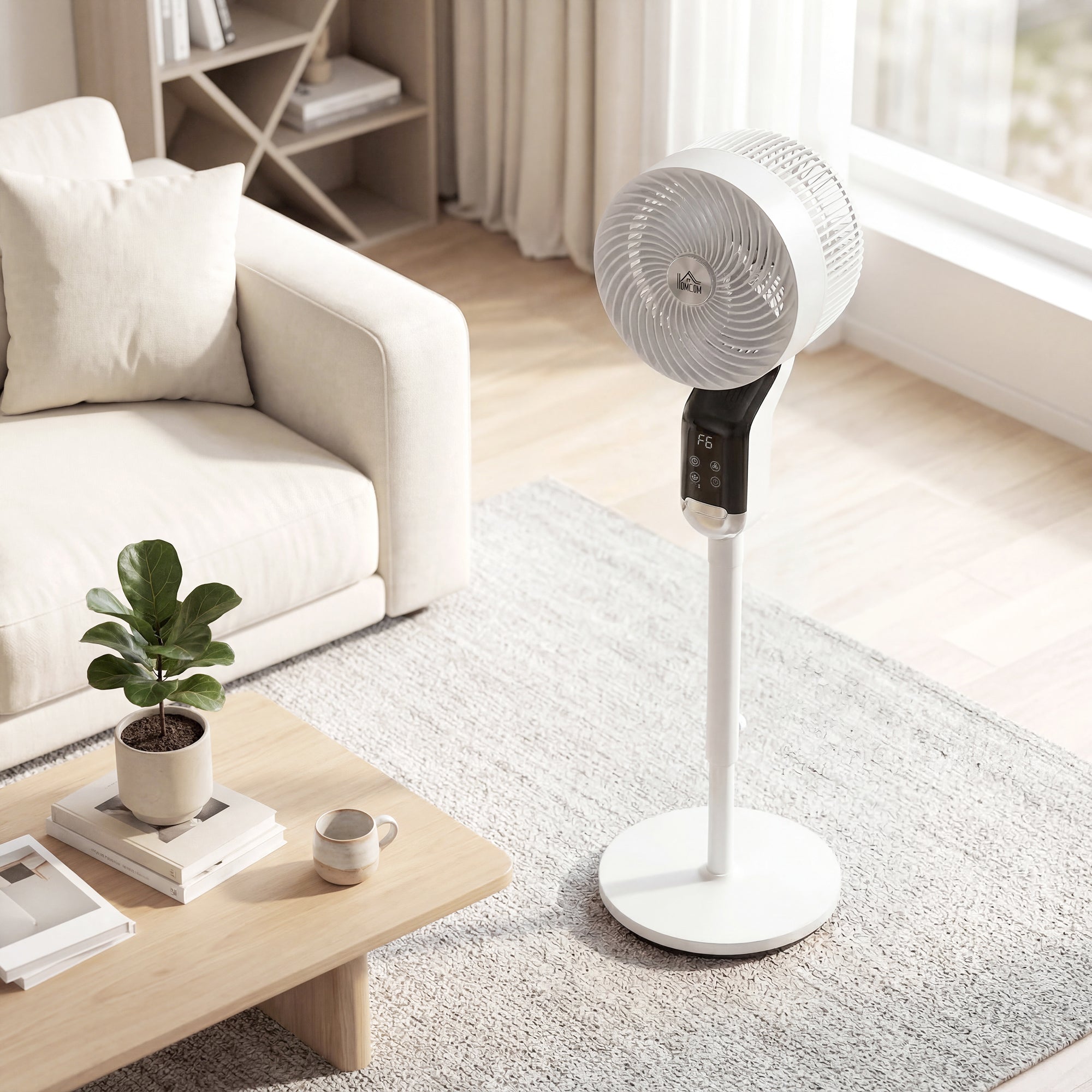 HOMCOM 20 dB Silent Standing Fan, 41in Pedestal Fan with Remote, Oscillating, 8 Speeds, Adjustable Height, 12H Timer 