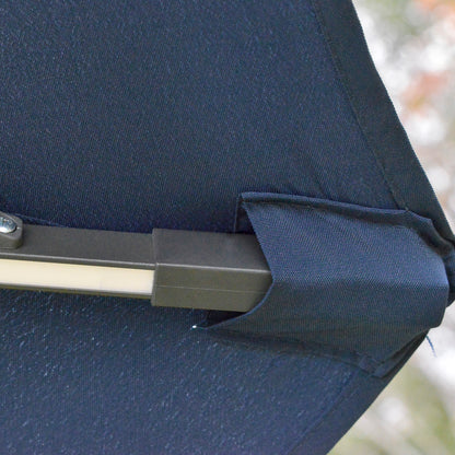 Outsunny 3(m) LED Cantilever Parasol Outdoor Sun Umbrella w/ Base Solar Lights Blue 