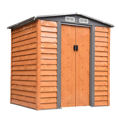 Outsunny 6.5 x 5ft Garden Shed, Metal Storage Tool House Gardening Tool Storage with Shutter Vents, Brown 