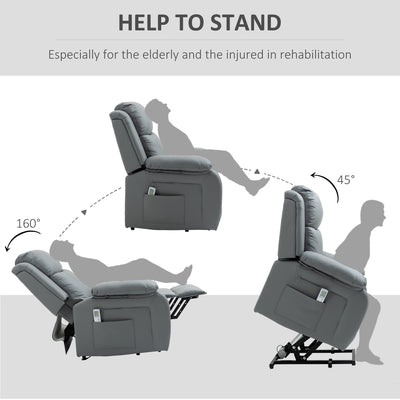 HOMCOM Electric Power Lift Recliner Chair Vibration Massage Reclining Chair with Remote Control and Side Pocket, Grey 