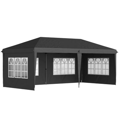 Outsunny 3 x 6m Pop-Up Gazebo, with Removable Walls - Black 