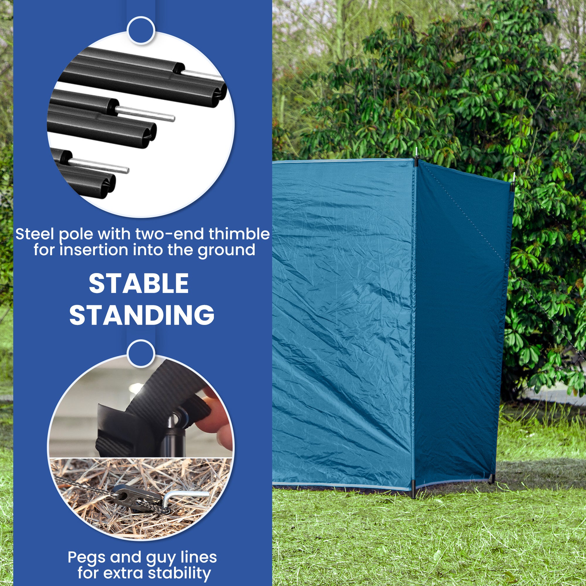 Outsunny Camping Windbreak, Foldable Portable Wind Blocker w/ Carry Bag and Steel Poles, 780cm x 150cm 