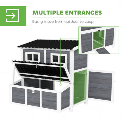 PawHut Wooden Chicken Coop with Nesting Box, Slide-Out Tray, Perches, for 4-6 Chickens, 100 x 86 x 100cm 