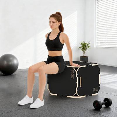 SPORTNOW Non-Slip Plyo Box, Corner-free Wooden Jump Box, 41 x 51 x 48 cm 
