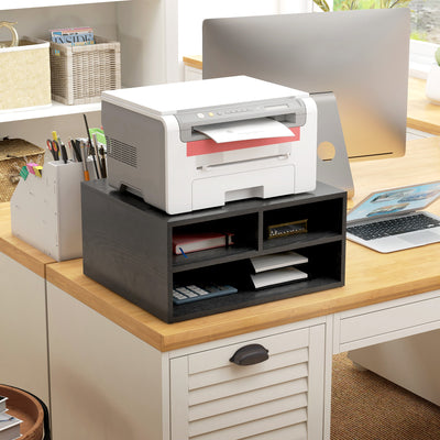 HOMCOM Three-Compartment Printer Storage Cabinet - Black 