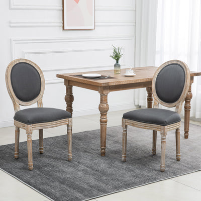 HOMCOM Set of Two French-Inspired Wooden Dining Chairs - Grey 