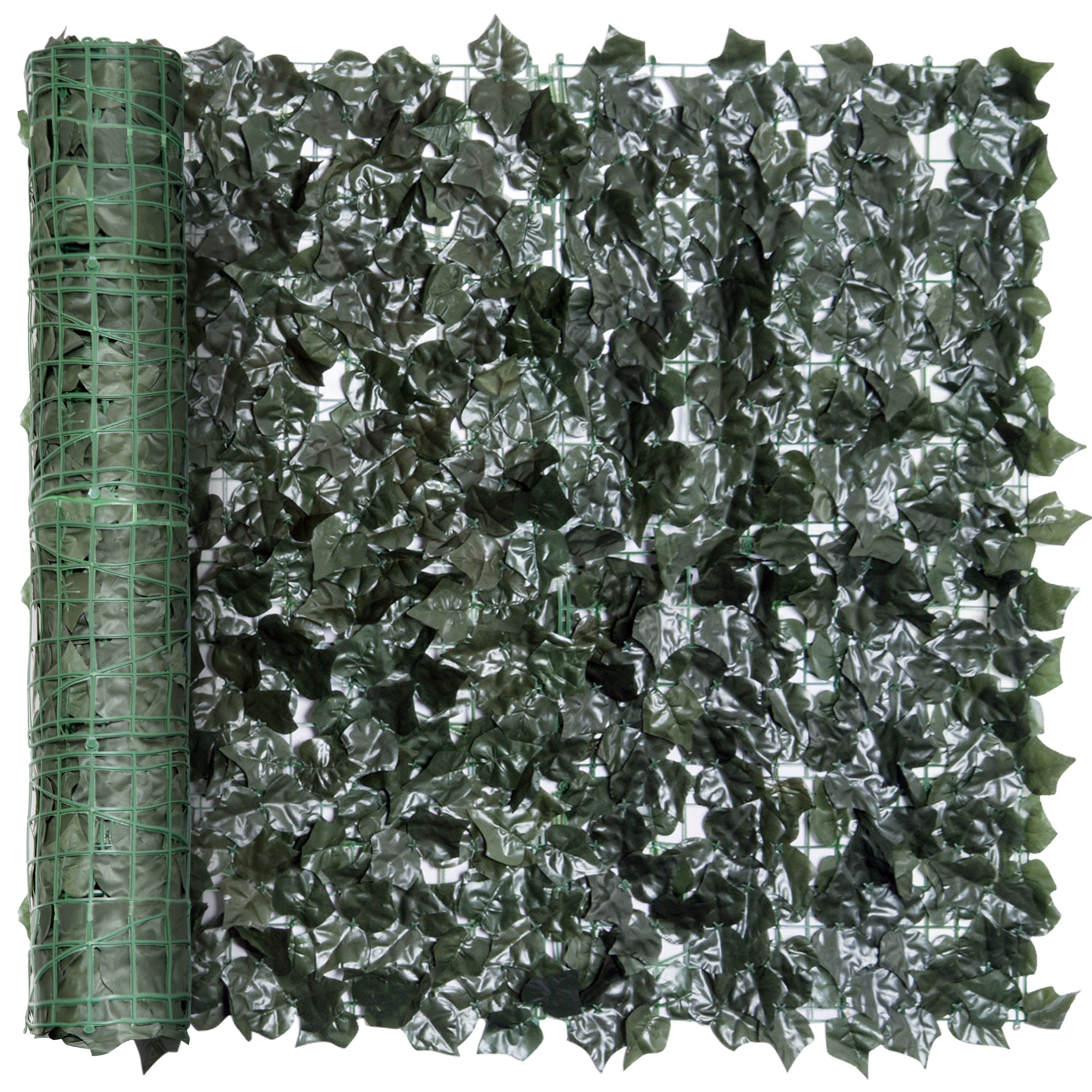 Outsunny 2-Piece Artificial Leaf Hedge Screen Privacy Fence Panel for Garden Outdoor Indoor Decor, Dark Green, 3M x 1.5M 
