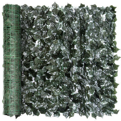 Outsunny 2-Piece Artificial Leaf Hedge Screen Privacy Fence Panel for Garden Outdoor Indoor Decor, Dark Green, 3M x 1.5M 