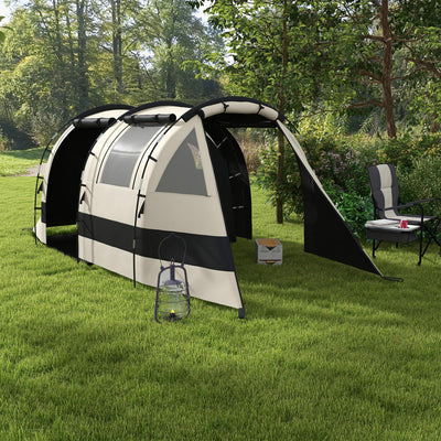 Outsunny Four Man, Two Room Blackout Tent, with Accessories - Khaki 