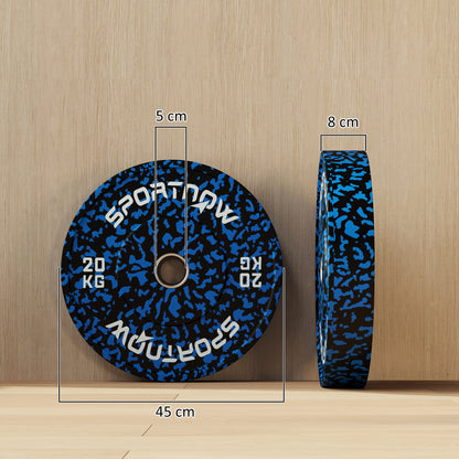 SPORTNOW Olympic Weight Plates Set, Solid Rubber Bumper Plates Weights Discs with 2"/5cm Holes, for Home Gym Weight Lifting Strength Training, 2 x 20kg