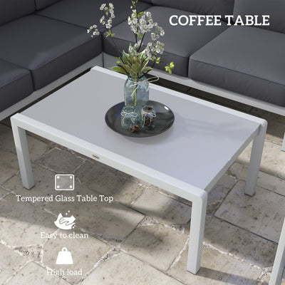 Outsunny Five-Piece Aluminium Garden Sofa Set, with Glass-Top Table - Grey 