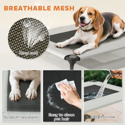 PawHut Portable Elevated Dog Bed with Removable Canopy, Cooling Raised Pet Cot for Small Medium Dogs, 76 x 61 x 60 cm 