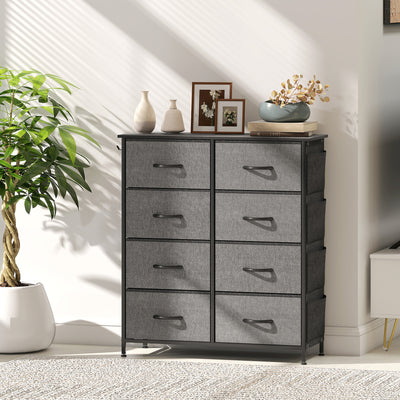 HOMCOM Chest of Eight Fabric Drawers - Charcoal Grey 