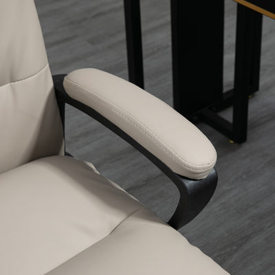 Vinsetto Office Chair, PU Leather Computer Desk Chair Office Chair with Adjustable Height and Swivel Rolling Wheels for Work Study, Light Grey 