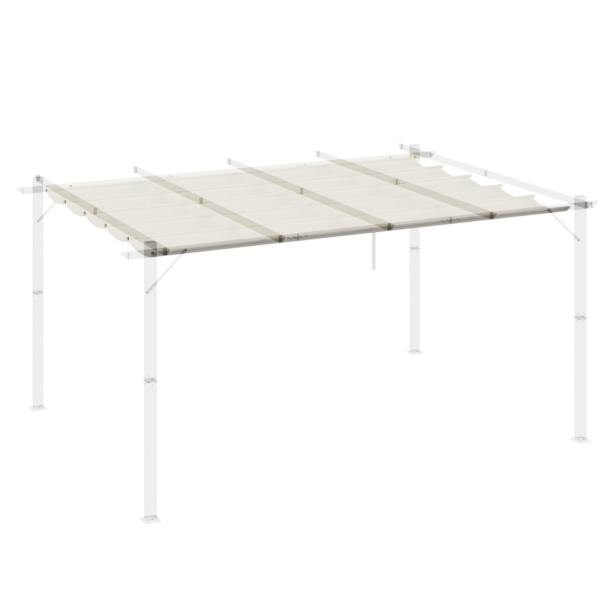 Outsunny Retractable Pergola Shade Cover, Replacement Canopy for 4 x 3 (m) Pergola, Retractable Roof, Cream White 