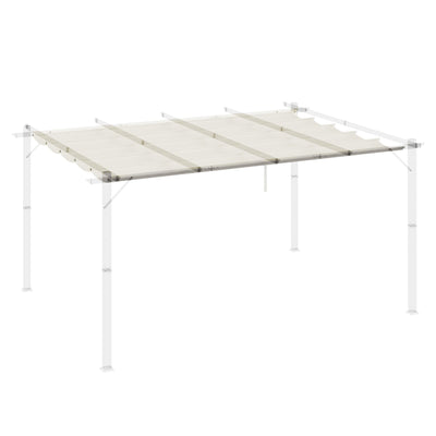 Outsunny Retractable Pergola Shade Cover, Replacement Canopy for 4 x 3 (m) Pergola, Retractable Roof, Cream White 