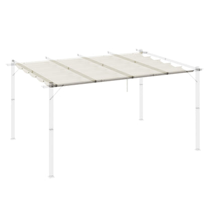 Outsunny Retractable Pergola Shade Cover, Replacement Canopy for 4 x 3 (m) Pergola, Retractable Roof, Cream White 