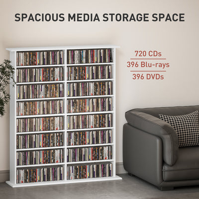 HOMCOM 16-Compartment Media Shelf- White 