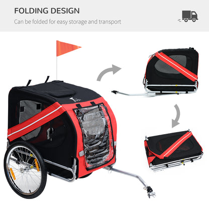 Pawhut Bicycle Pet Trailer in Steel Frame-Red/Black 