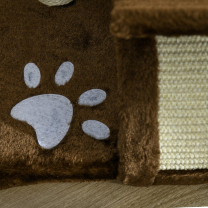PawHut Cat Tree, Cat Tower for Kittens, Small Cat Condo with Rotatable Top Bar, Sisal Scratching Post, Tunnel, Dangling Balls - Brown 