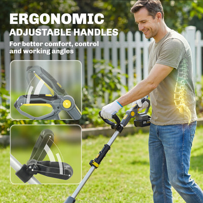 Outsunny Cordless Tiller, 18V Electric Garden Rotavator with 2 x 4000mAh Batteries, Charger, 20cm Tilling Width & 18cm Depth 