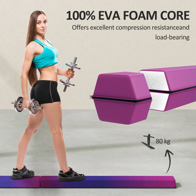 SPORTNOW 7.7ft Folding Gymnastics Beam, Floor Balance Beam for Kids with Anti-Slip Base, Gymnastics Equipment for Home, Blue 