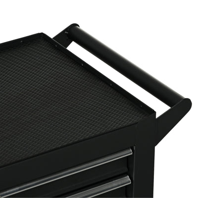 DURHAND 7-Drawer Rolling Tool Chest on Wheels, Lockable Tool Cabinet with Side Handle, Metal Tool Box Trolley for Garage, Workshop, Matte Black 